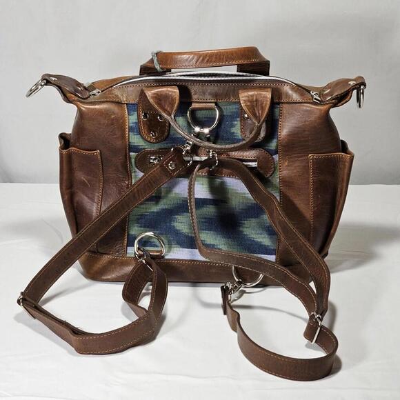 Mini Aria Convertible Day Bag Shoulder Or Backpack Brown Leather And Canvas - Picture 4 of 15